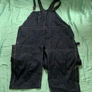 Vintage Deadstock Dark Denim Carpenter Overalls - size 44 paper tag